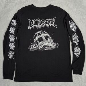 Liquid Death Deathpool T-Shirt Mens XL Black Skull Long Sleeve Made In USA